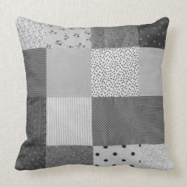 Vintager Patchworkgewebeentwurf Schwarzweiss Kissen