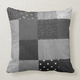 Vintager Patchworkgewebeentwurf Schwarzweiss Kissen