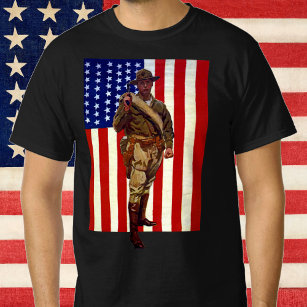 Vintager Patrioter Soldat mit amerikanischer Flagg T-Shirt