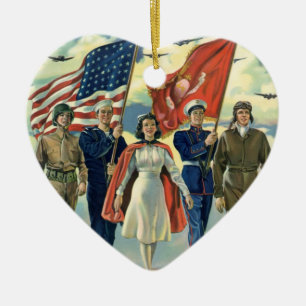 Vintager Patrioter, stolzer Militärangehöriger Keramik Ornament