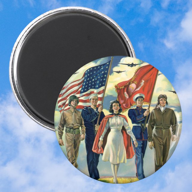 Vintager Patrioter, stolzer Militärangehöriger Magnet (Von Creator hochgeladen)