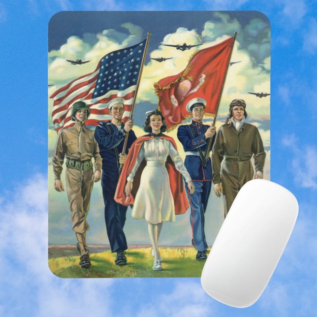 Vintager Patrioter, stolzer Militärangehöriger Mousepad (Von Creator hochgeladen)