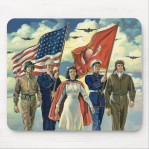 Vintager Patrioter, stolzer Militärangehöriger Mousepad