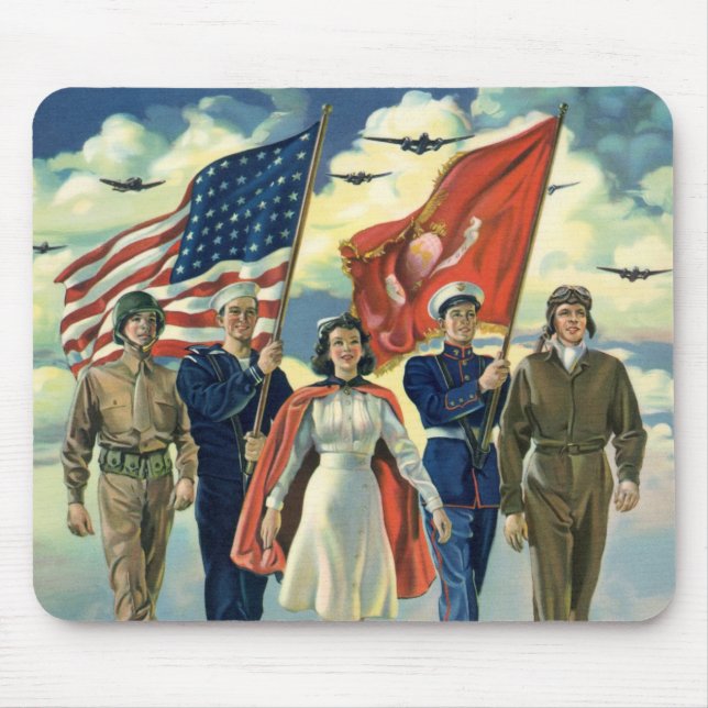 Vintager Patrioter, stolzer Militärangehöriger Mousepad (Vorne)
