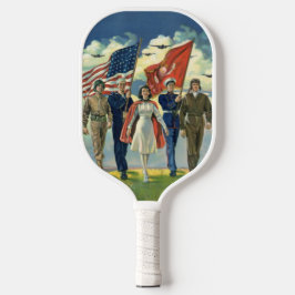 Vintager Patrioter, stolzer Militärangehöriger Pickleball Schläger