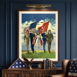 Vintager Patrioter, stolzer Militärangehöriger Poster