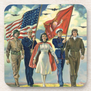 Vintager Patrioter, stolzer Militärangehöriger Untersetzer