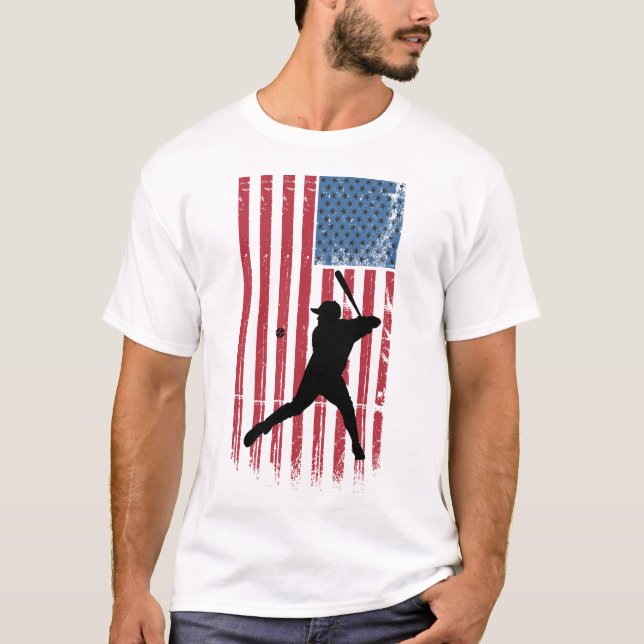 Vintager Patriotic Baseball Batter T - Shirt (Vorderseite)