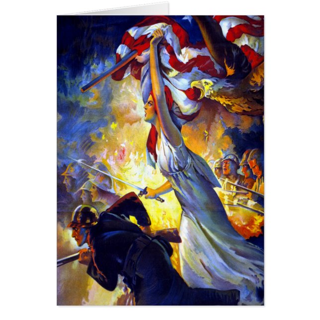 Vintager Patriotic Lady Liberty American Flag Eagl (Vorne)