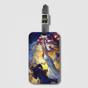 Vintager Patriotic Lady Liberty American Flag Eagl Gepäckanhänger