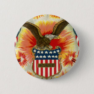 Vintager Patriotischer 4. Juli Adler und amerikani Button