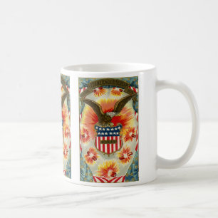 Vintager Patriotischer 4. Juli Adler und amerikani Kaffeetasse