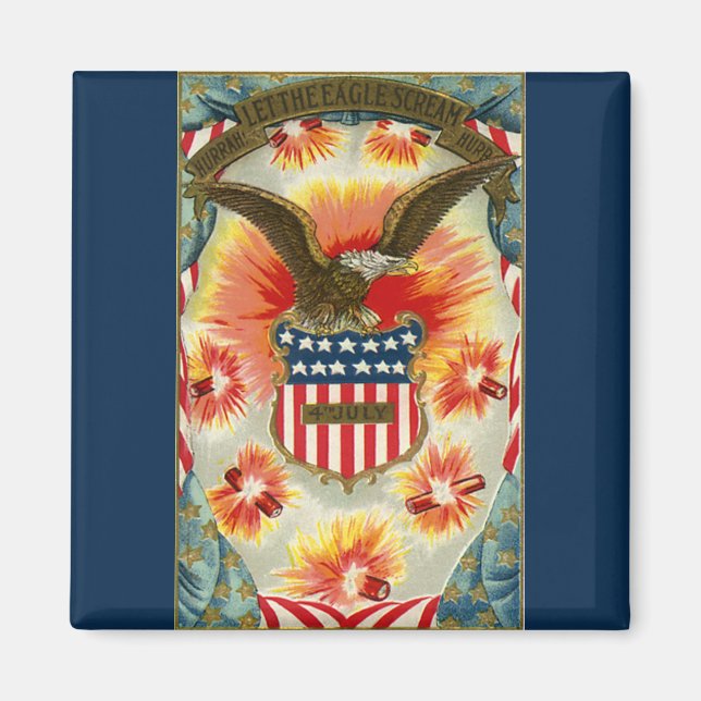 Vintager Patriotischer 4. Juli Adler und amerikani Magnet (Vorne)