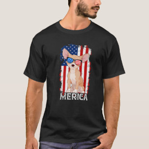 Vintager patriotischer Hund Chihuahua US-Flagge 4 T-Shirt