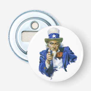 Vintager Patriotischer Onkel Sam mit Star Hat und Flaschenöffner