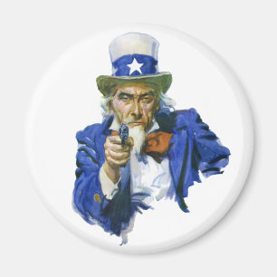 Vintager Patriotischer Onkel Sam mit Star Hat und  Magnet