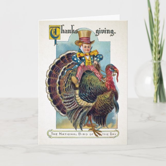 Vintager Patriotischer Vogel des Erntedanks Feiertagskarte (Vorderseite)