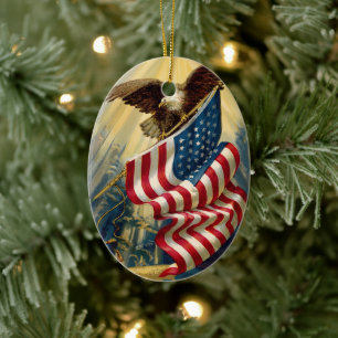 Vintager Patriotismus, Patriotische Adlerflagge Keramikornament