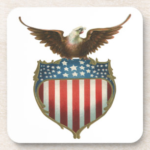 Vintager Patriotismus, Stolzer Adler über amerikan Getränkeuntersetzer