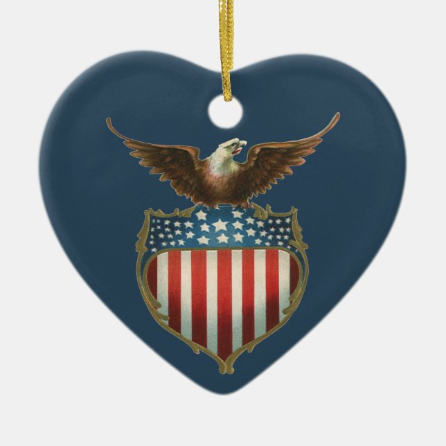 Vintager Patriotismus, Stolzer Adler über amerikan Keramikornament (Vorne)