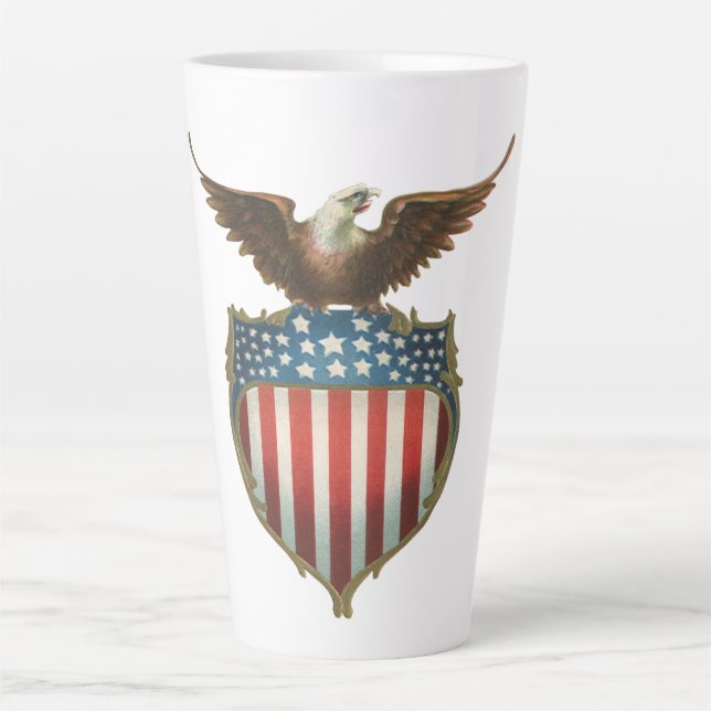 Vintager Patriotismus, Stolzer Adler über amerikan Milchtasse (Vorderseite)
