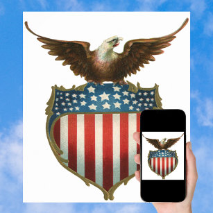 Vintager Patriotismus, Stolzer Adler über amerikan Poster