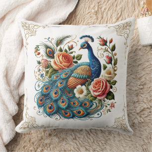 Vintager Peacock Bird Blumenkissen Kissen