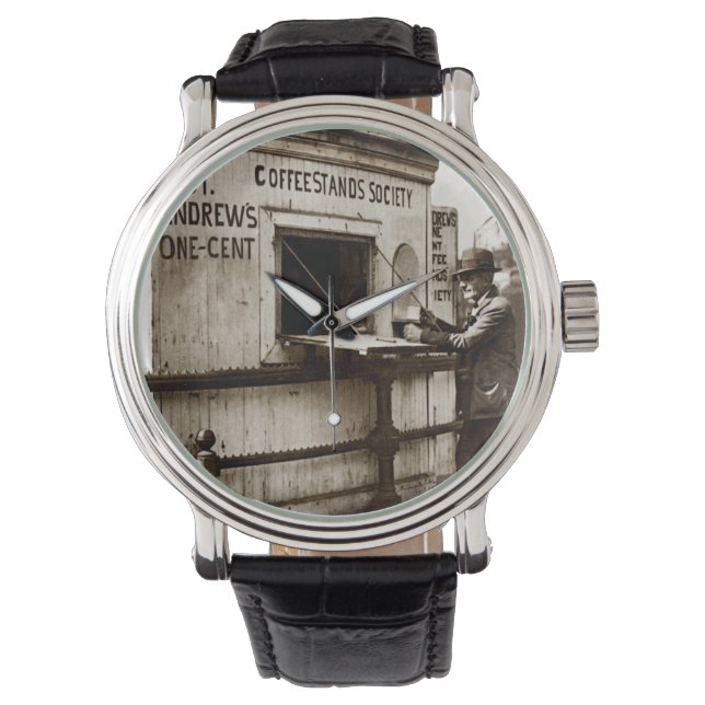 Vintager Penny Cup of Coffee Armbanduhr (Vorderseite)