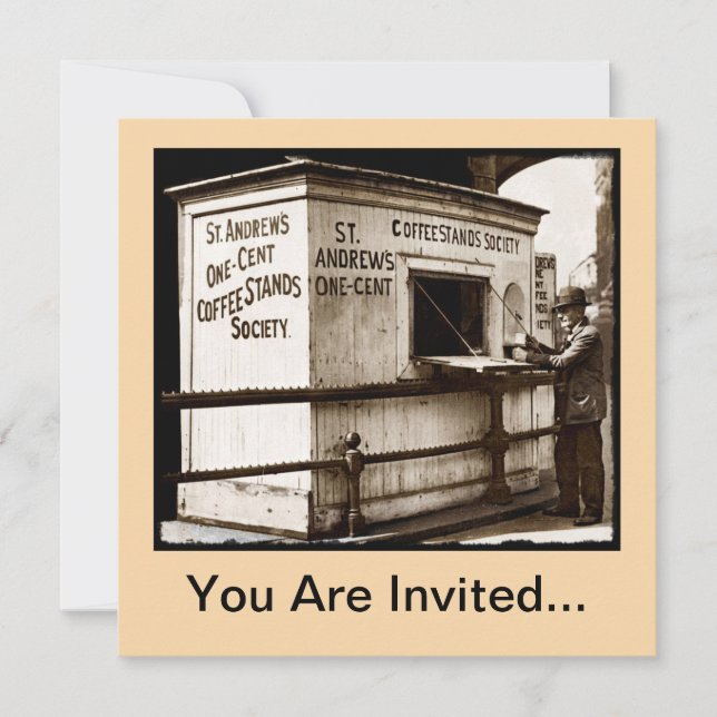 Vintager Penny Cup of Coffee Einladung (Vorderseite)