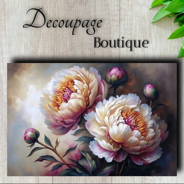 Vintager Peony Garden Traum Blume Seidenpapier (Peony Garden Dream Decoupage Tissue Paper)