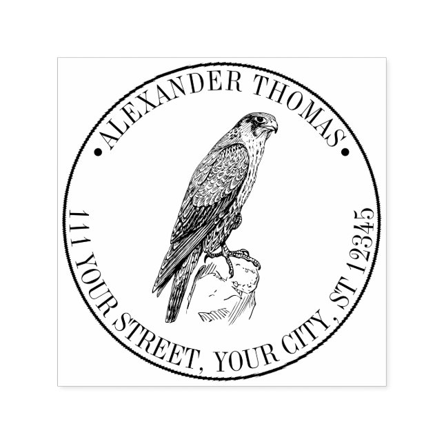 Vintager Peregrine Falcon Name Adresse Permastempel (Design)