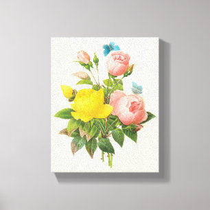 Vintager Perser Gelber Rosentee Rose von Redoute Leinwanddruck