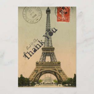 Vintager personalisierter Turm Paris Eiffel danken Dankeskarte