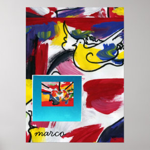 Vintager Peter Max Stil Peace and Liebe Poster