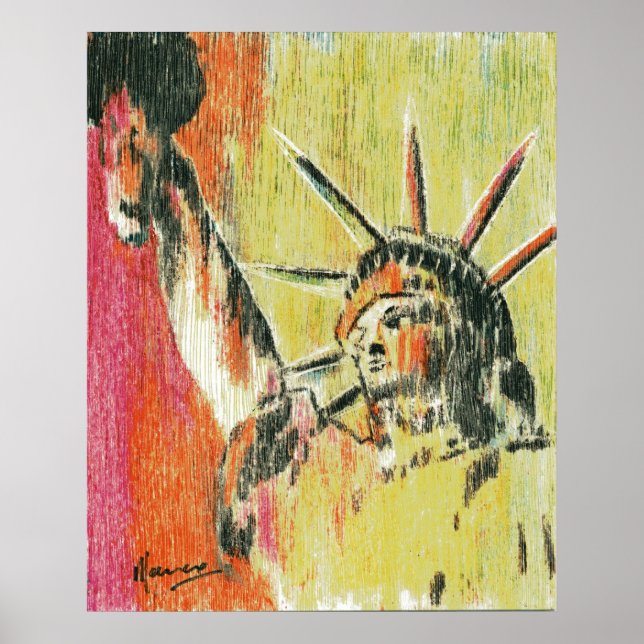 Vintager Peter Max Stil Statue of Liberty Poster (Vorne)