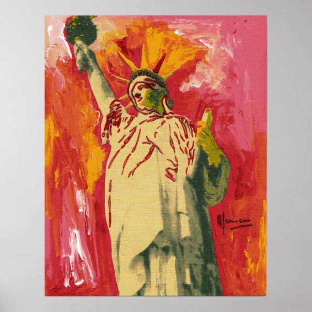 Vintager Peter Max Stil Statue of Liberty Poster (Vorne)