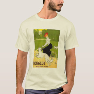 Vintager Peugeot-Reitzyklus mit Hunde-Runnin T-Shirt
