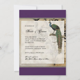 Vintager Pfau 6 - Einladung zur Hochzeit