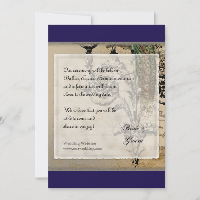 Vintager Pfau 6 - Save the Date (Vorderseite)