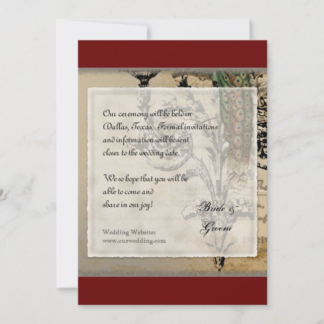 Vintager Pfau 6 - Save the Date (Vorderseite)