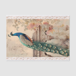 Vintager Pfau auf der Karststeinhöhle #1 Seidenpapier