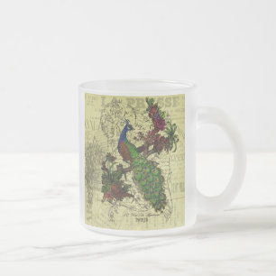 Vintager Pfau auf Zweigkleidung und Geschenke Mattglastasse
