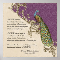 Vintager Pfau & Etchings - Hochzeit Personalisiert