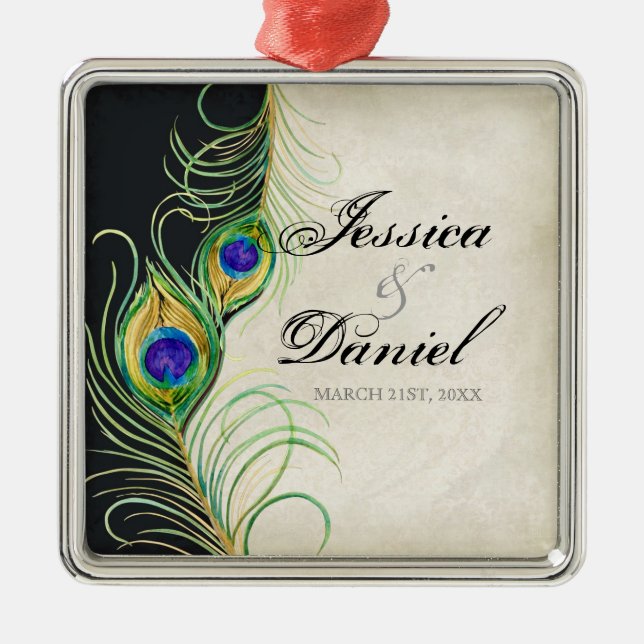 Vintager Pfau & Etchings Weihnachtsschmuck (Vorne)