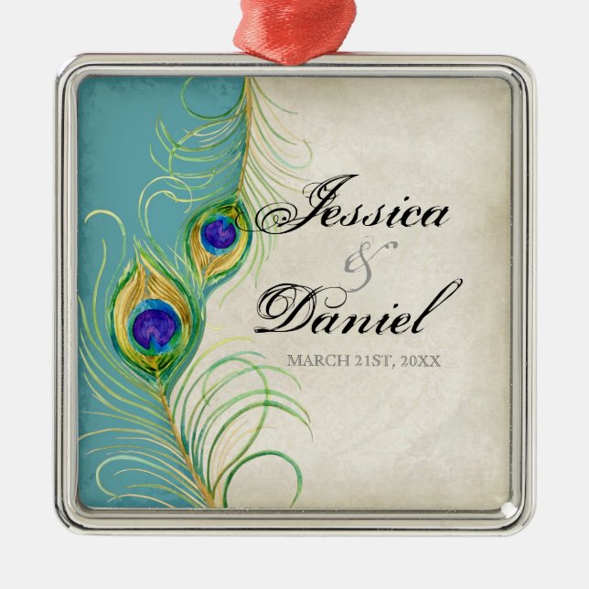 Vintager Pfau & Etchings Weihnachtsschmuck (Vorne)