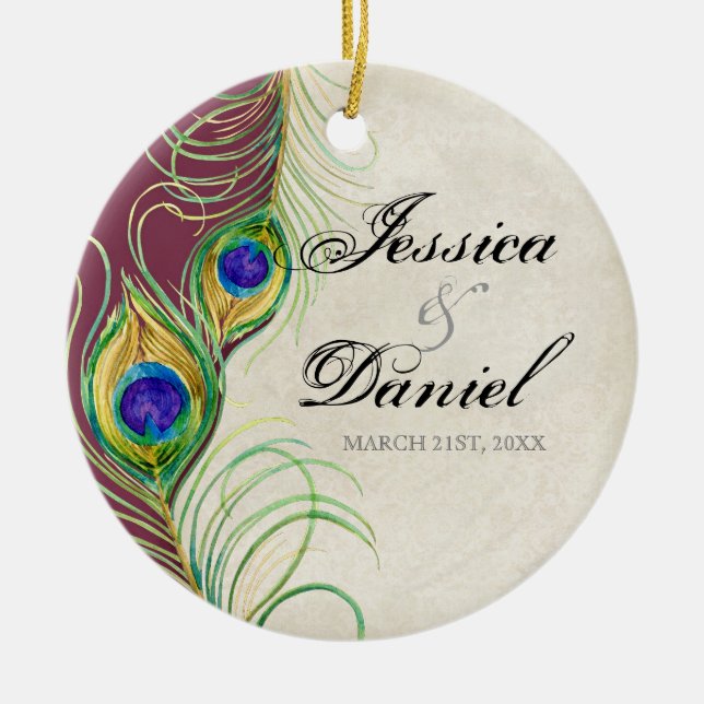 Vintager Pfau & Etchings Weihnachtsschmuck (Vorne)