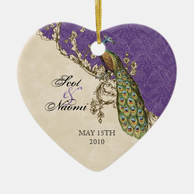 Vintager Pfau & Etchings Weihnachtsschmuck (Vorne)