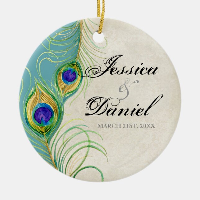 Vintager Pfau & Etchings Weihnachtsschmuck (Vorne)