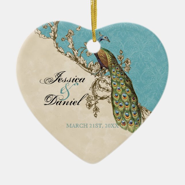 Vintager Pfau & Etchings Weihnachtsschmuck (Vorne)