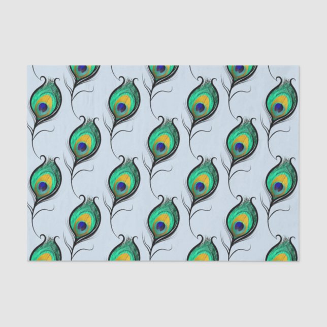 Vintager Pfau-Feder-Druck Seidenpapier (Vorderseite)